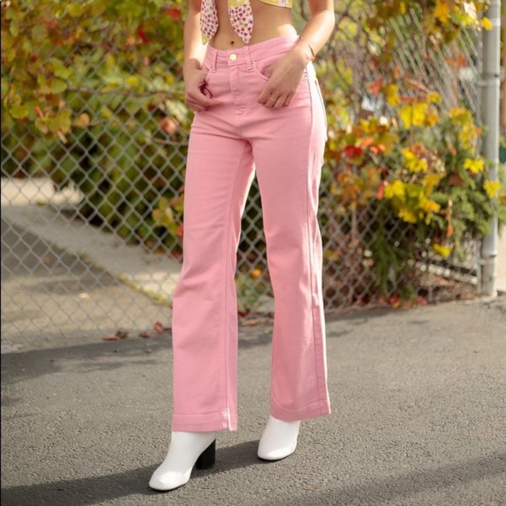 Stoned Immaculate High Waisted Pink Flare Jeans